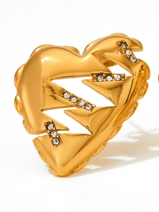 KDE645 Gold Stainless steel Cubic Zirconia Heart Trend Stud Earring