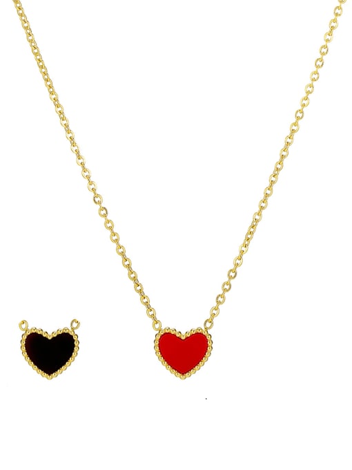 XL176 Black Red Love Necklace Gold Titanium Steel Heart Minimalist Necklace