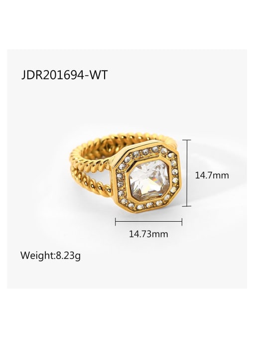 J&D Stainless steel Cubic Zirconia Geometric Vintage Band Ring 2