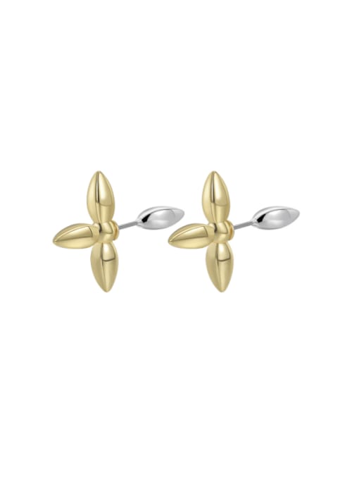 Clioro Brass Cross Minimalist Stud Earring 0