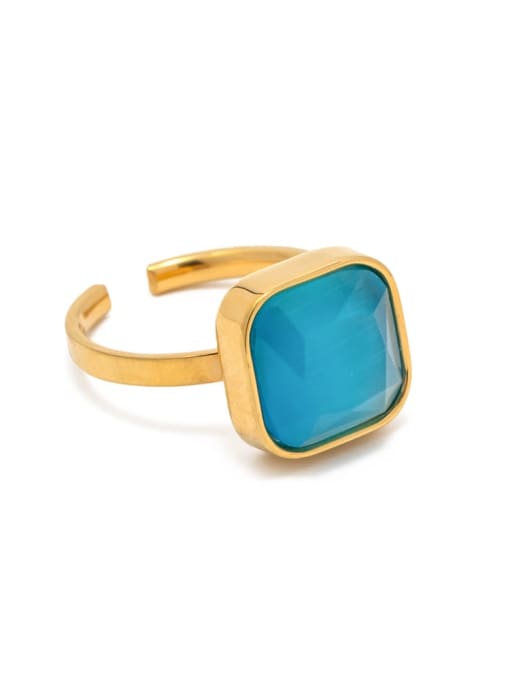J&D Stainless steel Turquoise Geometric Trend Band Ring 0