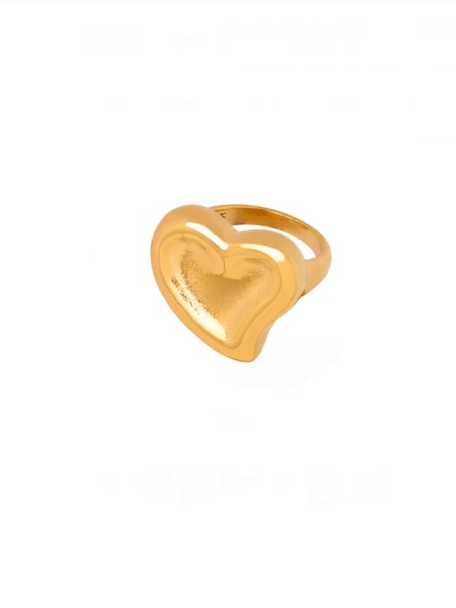 A161 Gold Ring Titanium Steel Heart Hip Hop Band Ring