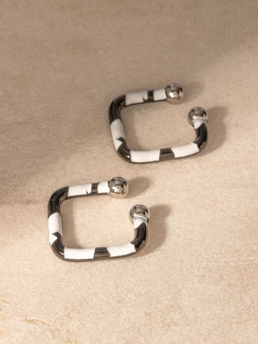 J&D Stainless steel Enamel Geometric Minimalist Stud Earring 2