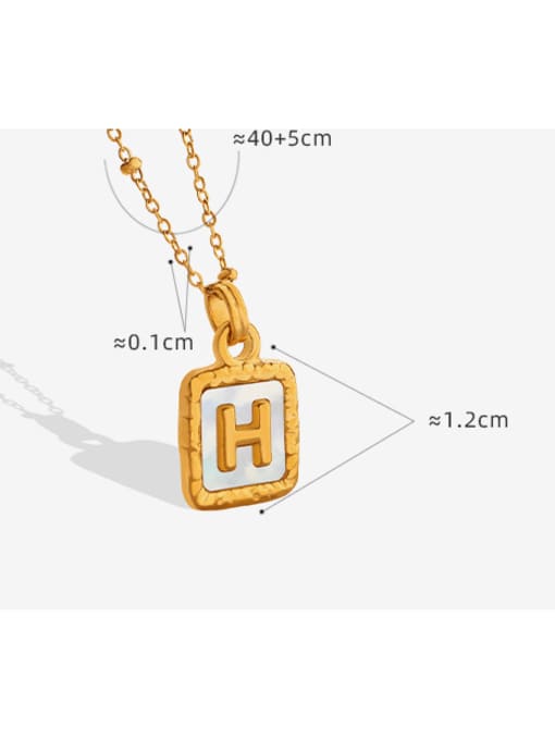 MAKA Titanium Steel Enamel Square Letter H Minimalist Necklace 3