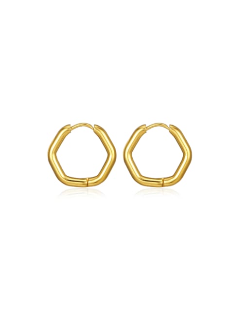 J$L  Steel Jewelry Stainless steel Hexagon Minimalist Huggie Earring 0