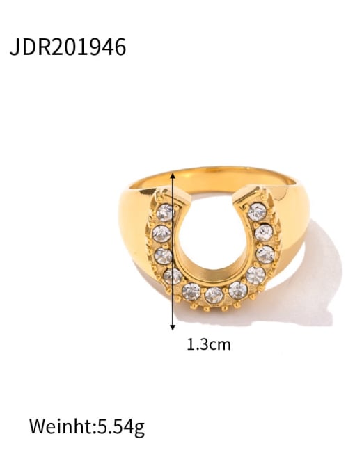 JDR201946 Stainless steel Cubic Zirconia Geometric Trend Band Ring