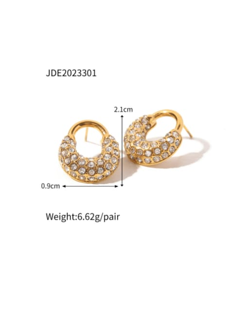 J&D Stainless steel Rhinestone Geometric Minimalist Huggie Earring 2