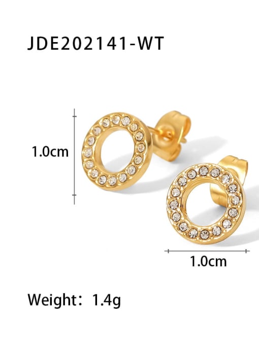 JDE202141 WT Stainless steel Rhinestone Geometric Dainty Earring