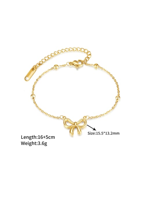 SL177 Ball Bow Bracelet Gold Titanium Steel Minimalist Bowknot  Bracelet and Necklace Set