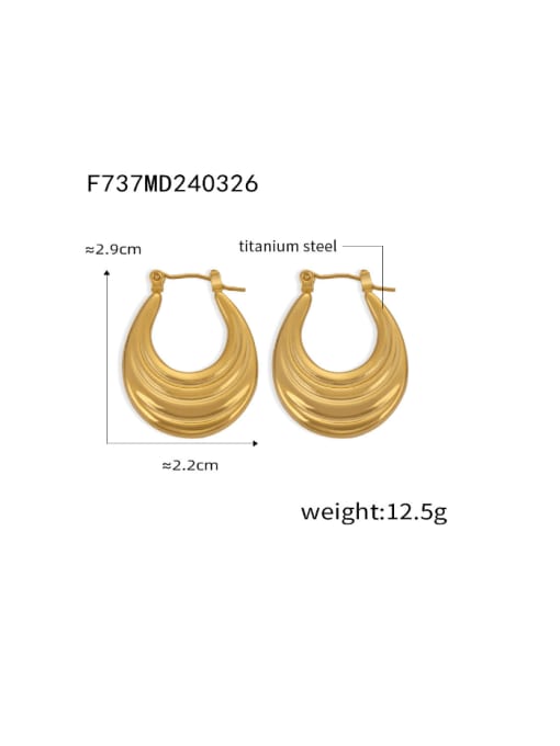 F737 Gold Small Earrings Titanium Steel Geometric Hip Hop Huggie Earring
