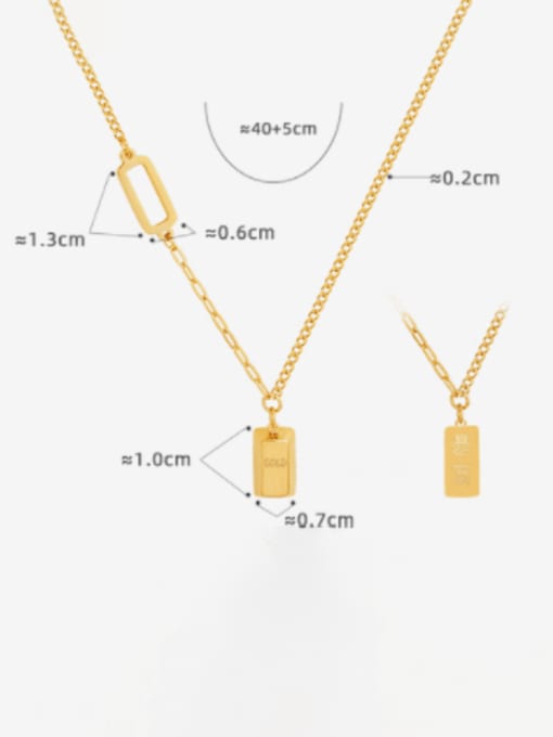 P134 gold double sided lettering Pendant Titanium Steel Geometric Minimalist Necklace