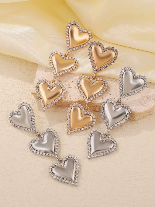 MeiDi-Jewelry Alloy Rhinestone Heart Trend Drop Earring 2