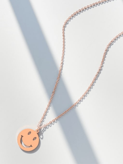 MAKA Titanium 316L Stainless Steel Smiley Minimalist Long Strand Necklace with e-coated waterproof 2