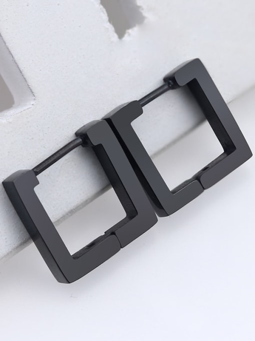 Square black one 14mm Stainless steel Geometric Minimalist Single Earring(Single-Only One)
