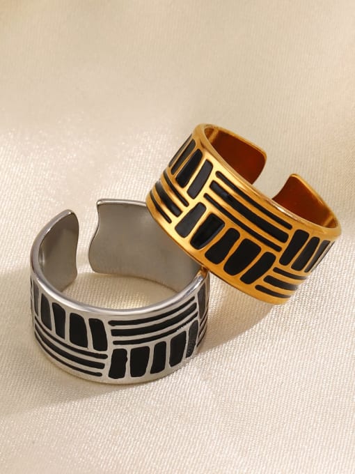 J$L  Steel Jewelry Stainless steel Enamel Geometric Trend Band Ring 2