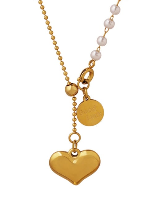 MAKA Titanium Steel Heart Minimalist Lariat Necklace