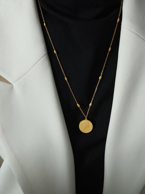 M011 Golden Sweater Chain 50 +5cm Titanium Steel Geometric Trend Necklace