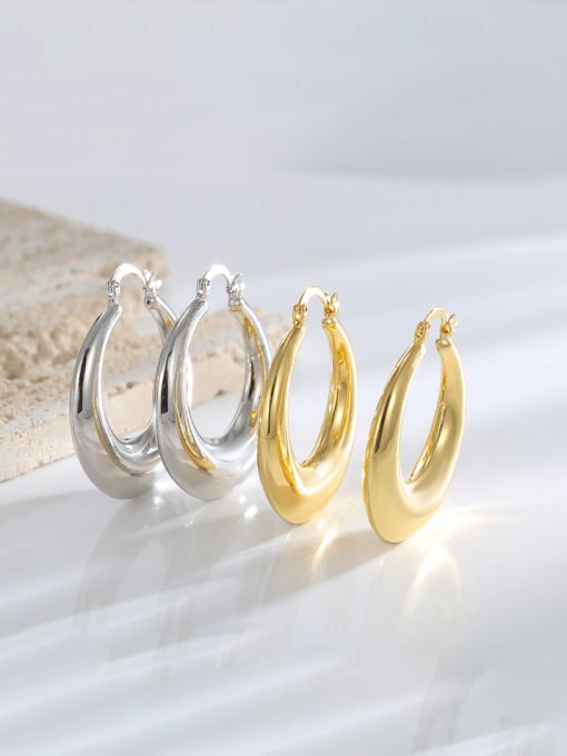QJM Brass Geometric Minimalist Huggie Earring