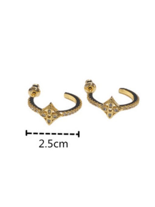 Clioro Brass Flower Vintage C Shape  Stud Earring 3