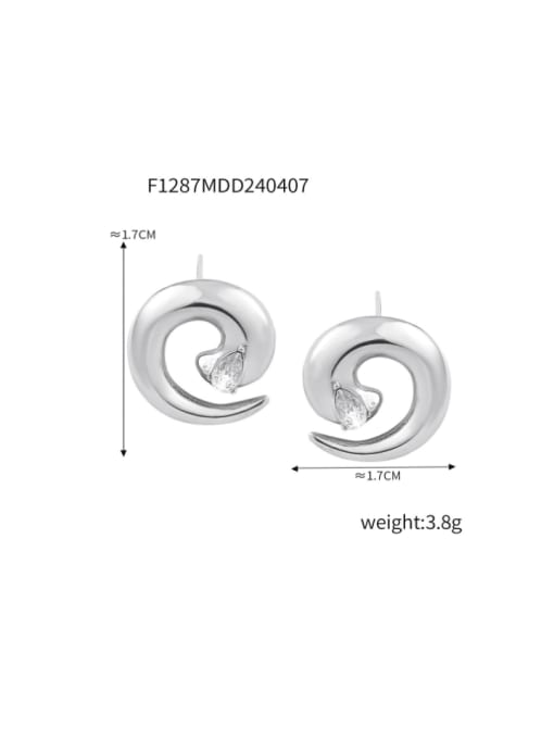 F1287 Steel Earrings Titanium Steel Cubic Zirconia Minimalist Irregular Earring and Necklace Set