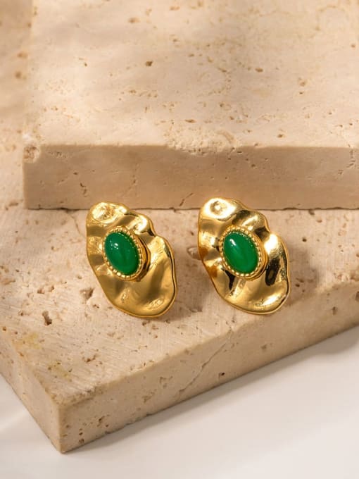 J&D Stainless steel Emerald Geometric Vintage Stud Earring 0