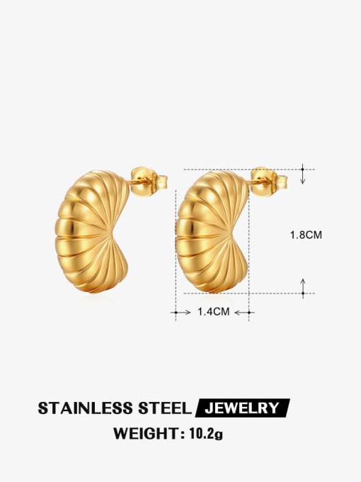 Gold ZN440G Stainless steel Geometric Hip Hop Stud Earring