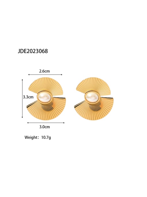 J&D Stainless steel Freshwater Pearl Geometric Trend Stud Earring 2