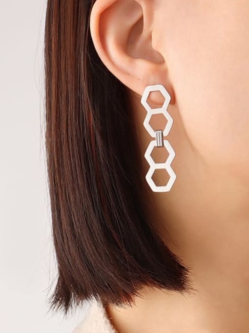 F573 steel earrings 1.5x4 6cm Titanium Steel Geometric Minimalist Drop Earring