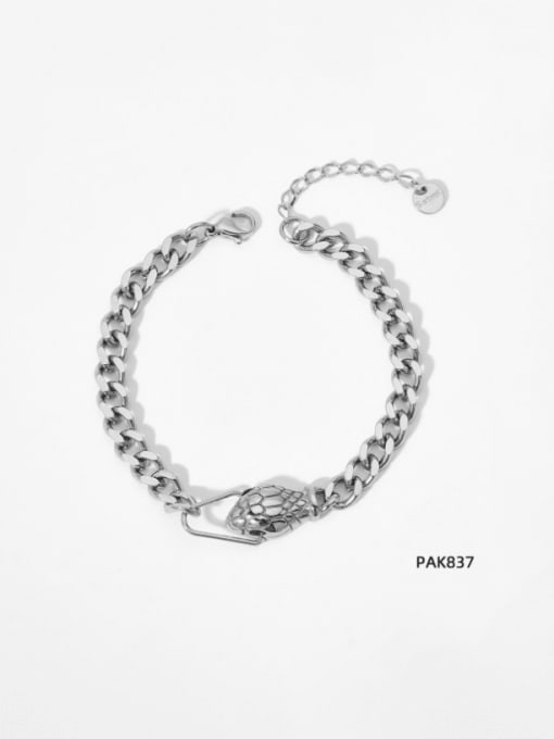 PAK837 Platinum Bracelet Stainless steel Hip Hop Irregular  Bracelet and Necklace Set