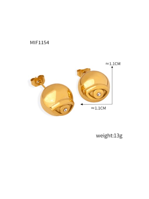 F1154 Gold Earrings Titanium Steel Round Ball Minimalist Stud Earring