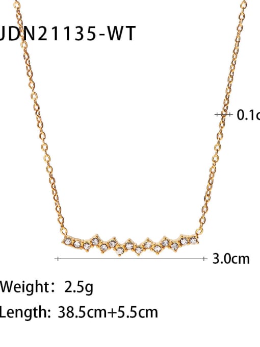 JDN21135 WT Stainless steel Cubic Zirconia Geometric Dainty Necklace