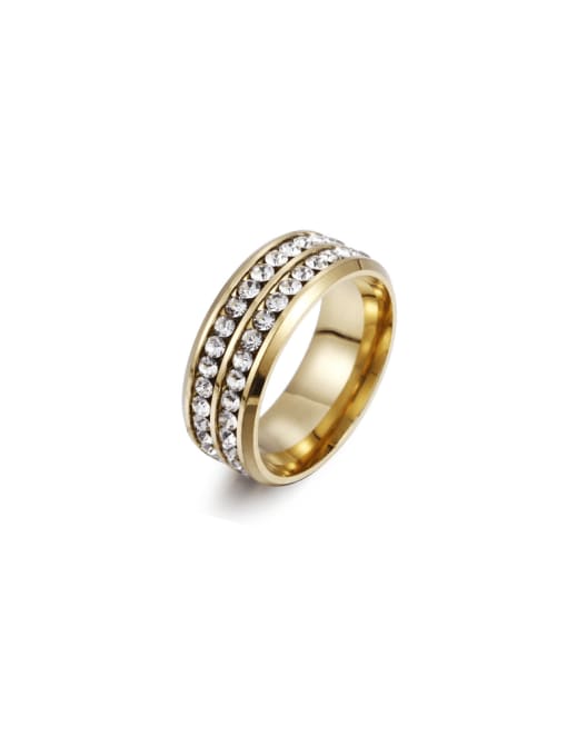 gold Stainless steel Enamel Rhinestone Geometric Minimalist Band Ring