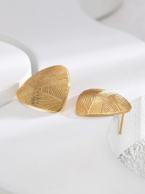 H01593 Gold Brass Geometric Trend Stud Earring
