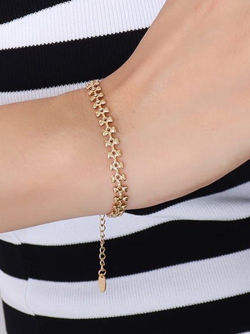E294 gold bracelet 15 +5cm Titanium Steel Vintage Irregular   Bracelet and Necklace Set