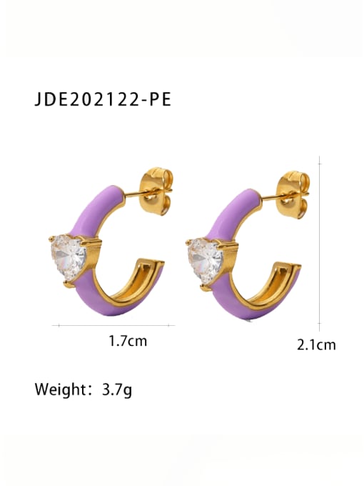 J&D Stainless steel Cubic Zirconia Enamel Geometric Vintage Stud Earring 3