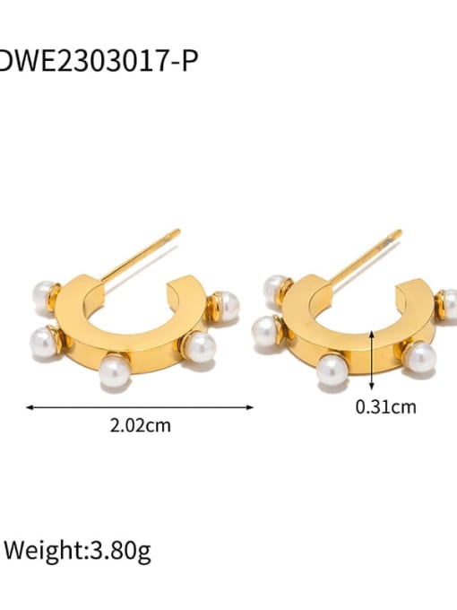 JDWE2303017 P Stainless steel Imitation Pearl Geometric Trend Stud Earring