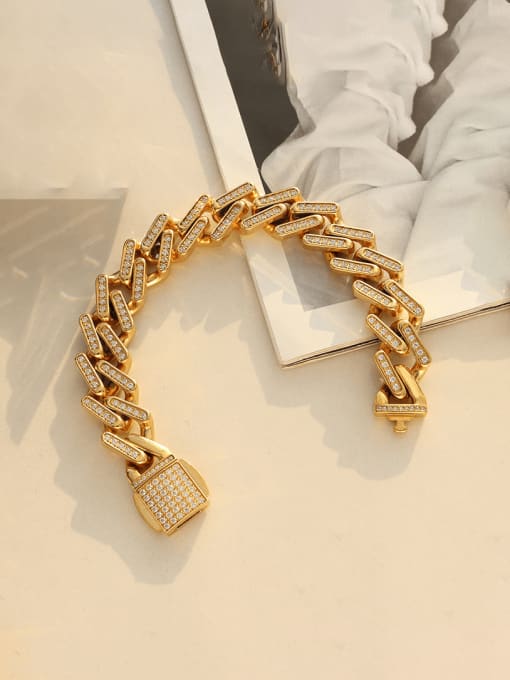 MAKA Titanium Steel Cubic Zirconia Geometric  Chain Vintage Link Bracelet 3