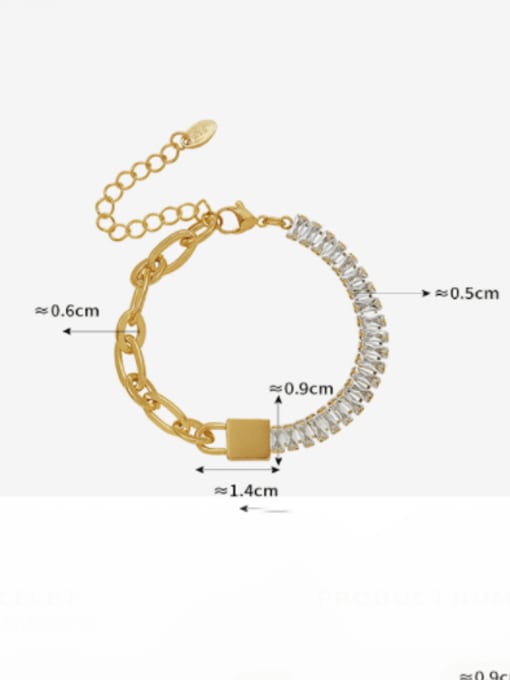 MAKA Titanium Steel Cubic Zirconia Geometric Minimalist Link Bracelet 2