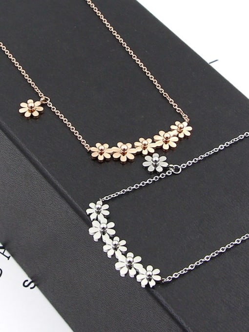 K.Love Titanium  Flower Rosary Dainty Necklace 2