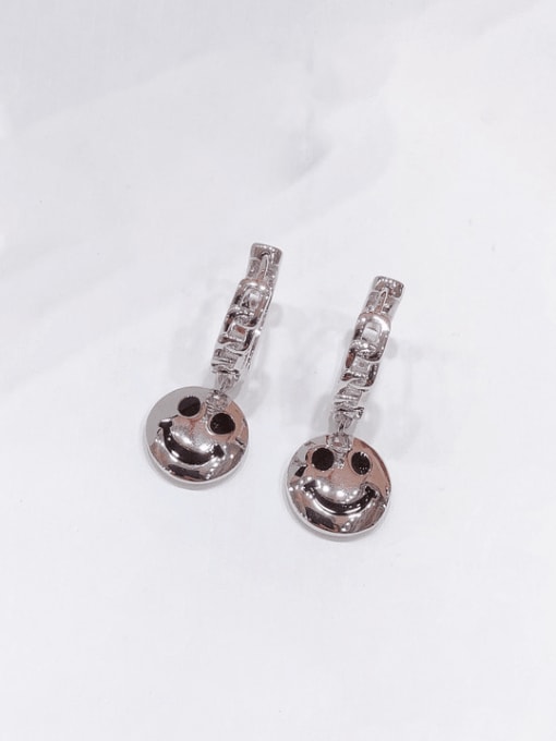 H00336 steel Brass Smiley Vintage Huggie Earring