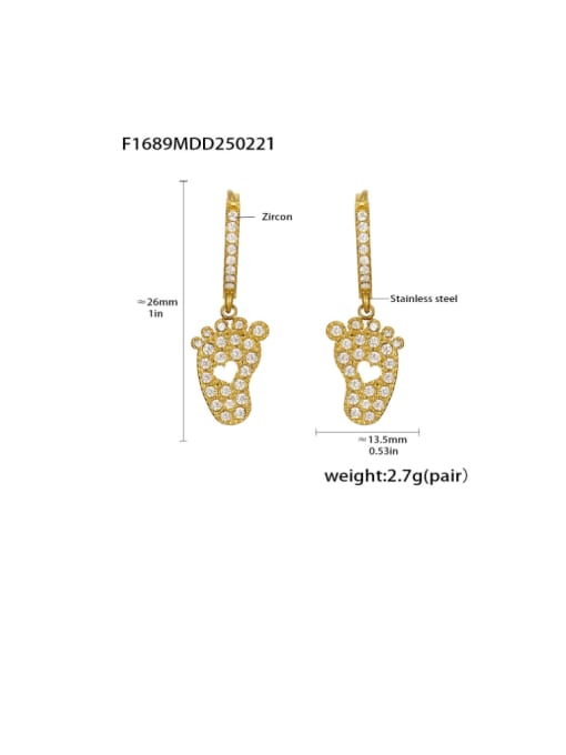 F1689 Golden Earrings Stainless steel Cubic Zirconia Moon Minimalist Huggie Earring