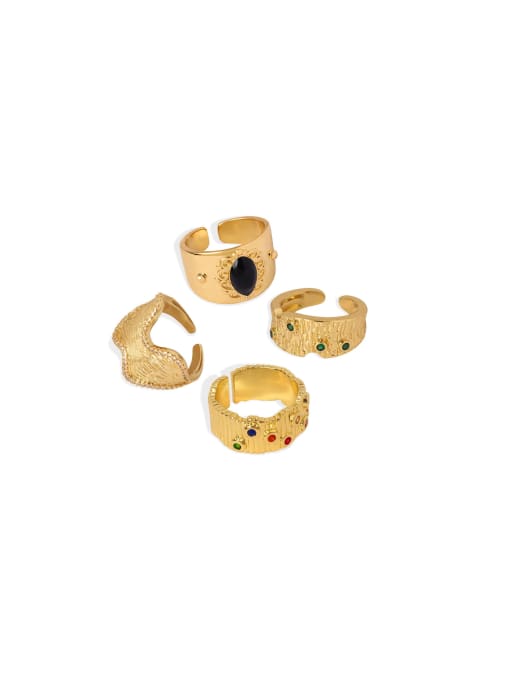 MAKA Brass Cubic Zirconia Geometric Trend Band Ring