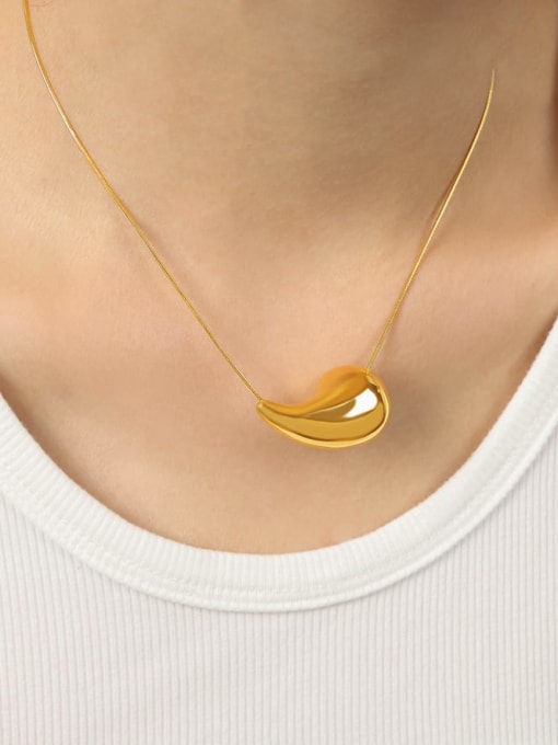 P1687 Golden Necklace 40 +5cm Titanium Steel Water Drop Minimalist Necklace