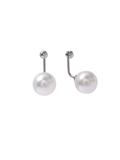 J&D Stainless steel Imitation Pearl Round Minimalist Drop Earring 0