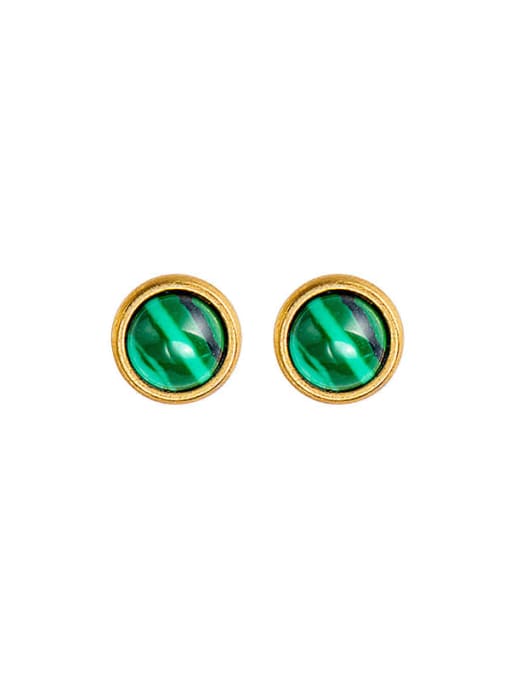 Green Men's and women's natural stone inlaid Earrings