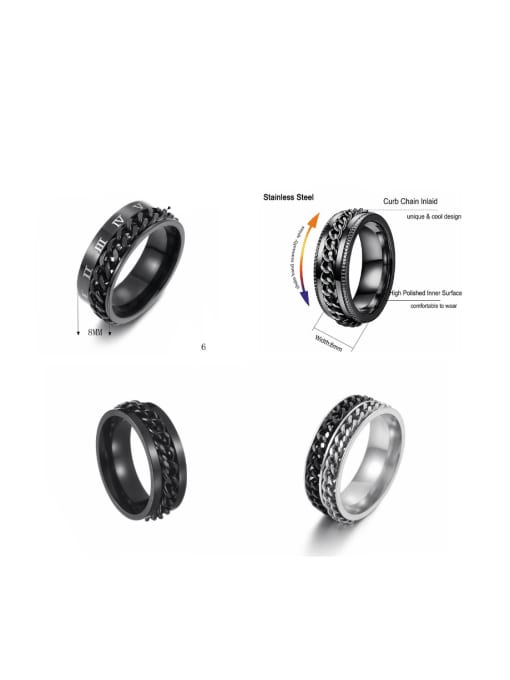 SM-Men's Jewelry Stainless Steel Geometric Hip Hop Stackable Men's Ring Set 3