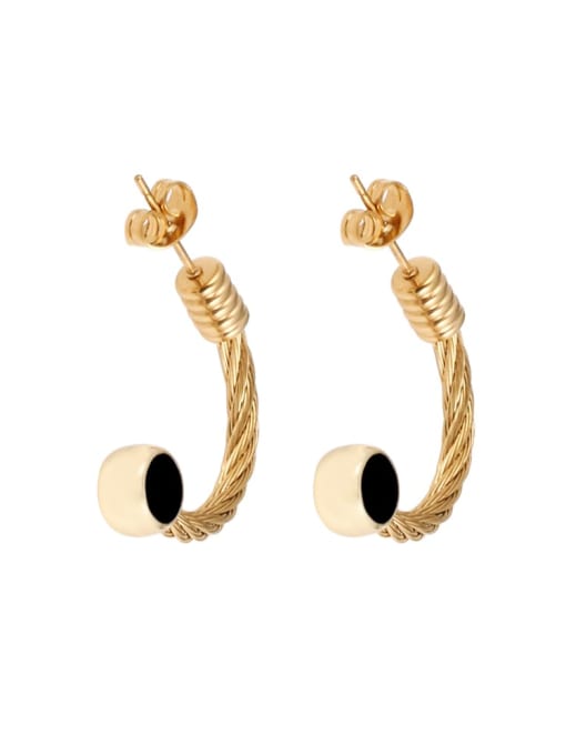Gold black round earrings Stainless steel Vintage Bear Enamel Ring Earring And Bracelet Set