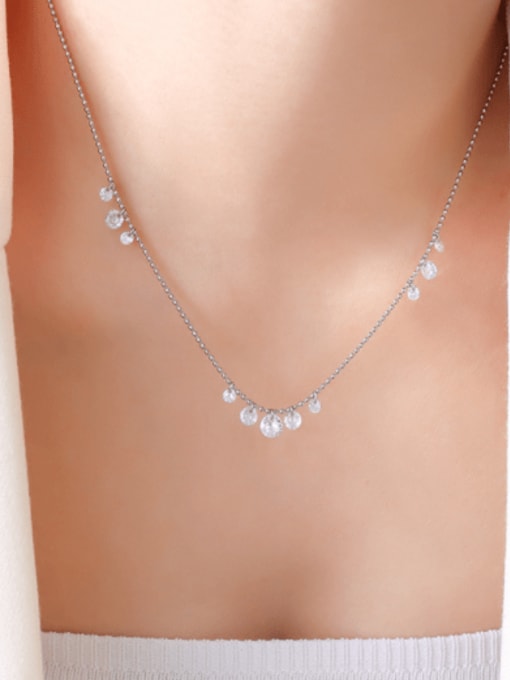 P070 steel zircon necklace 40 +5cm Titanium Steel Rhinestone Geometric Minimalist Necklace