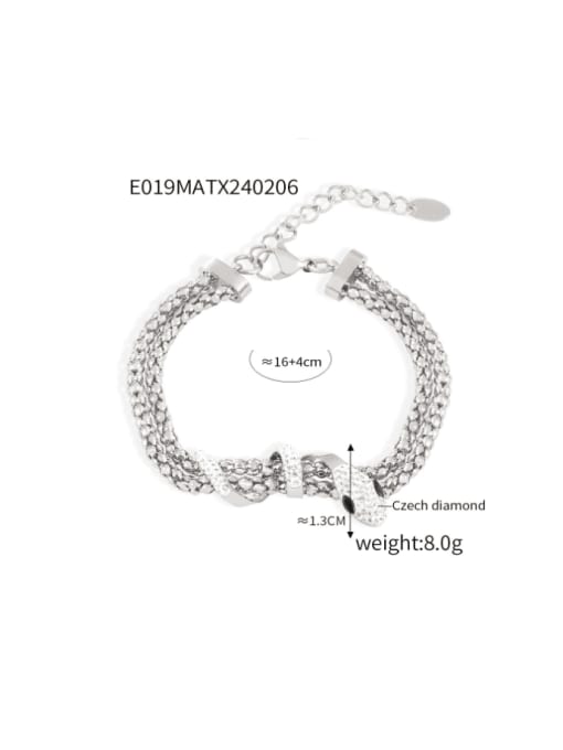 MATXE019 Steel Bracelet Titanium Steel Cubic Zirconia Hip Hop Snake Earring and Necklace Set