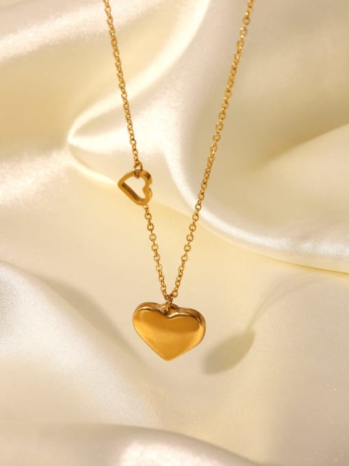 J&D Stainless steel Smooth Heart Vintage Necklace